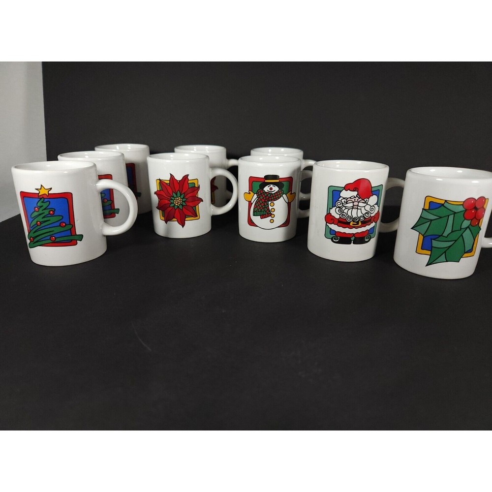 Set Of 9 Vintage‎ small demitasse espresso Christmas Mugs Cups - Picture 4 of 12